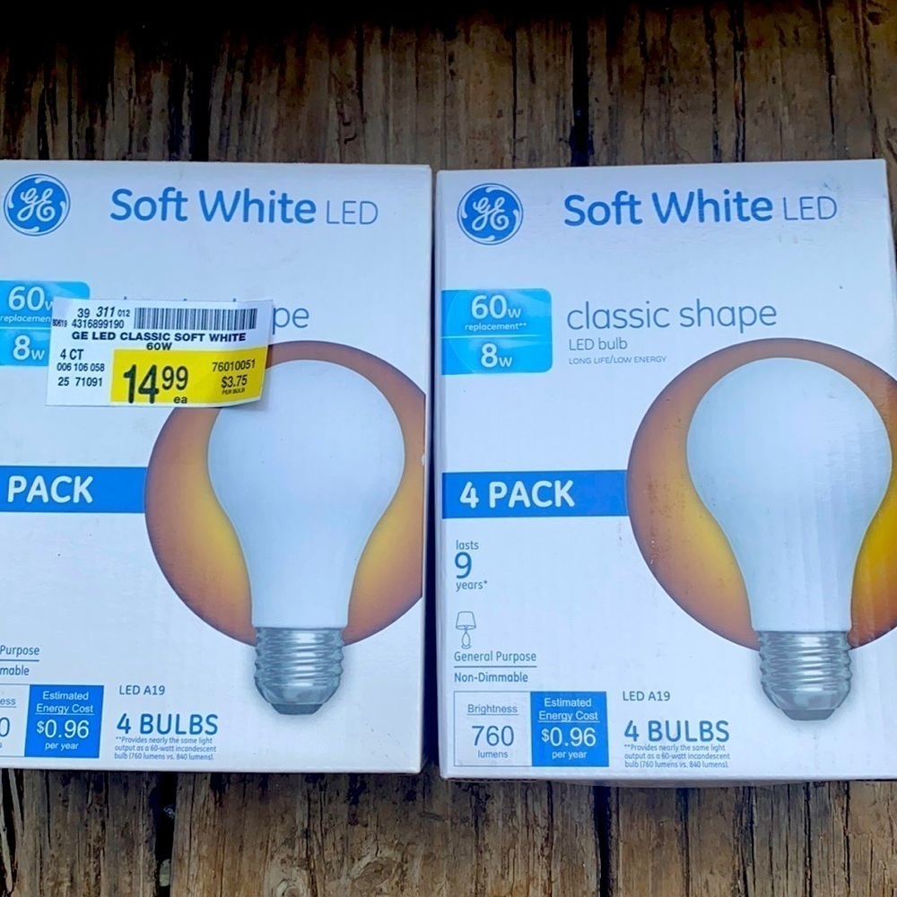 2/$20.  Ge Soft White LED Bulbs Household Lighting Classic Shape